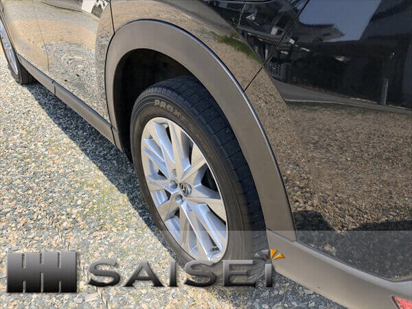 マツダCX-8の左側面損傷（ドアの傷）を板金塗装にて修理をさせて頂きました。福岡県粕屋郡M様4