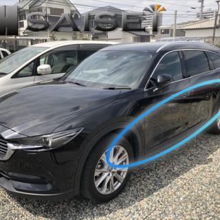 マツダCX-8の左側面損傷(ドアの傷)を板金塗装にて修理をさせて頂きました。福岡県粕屋郡M様